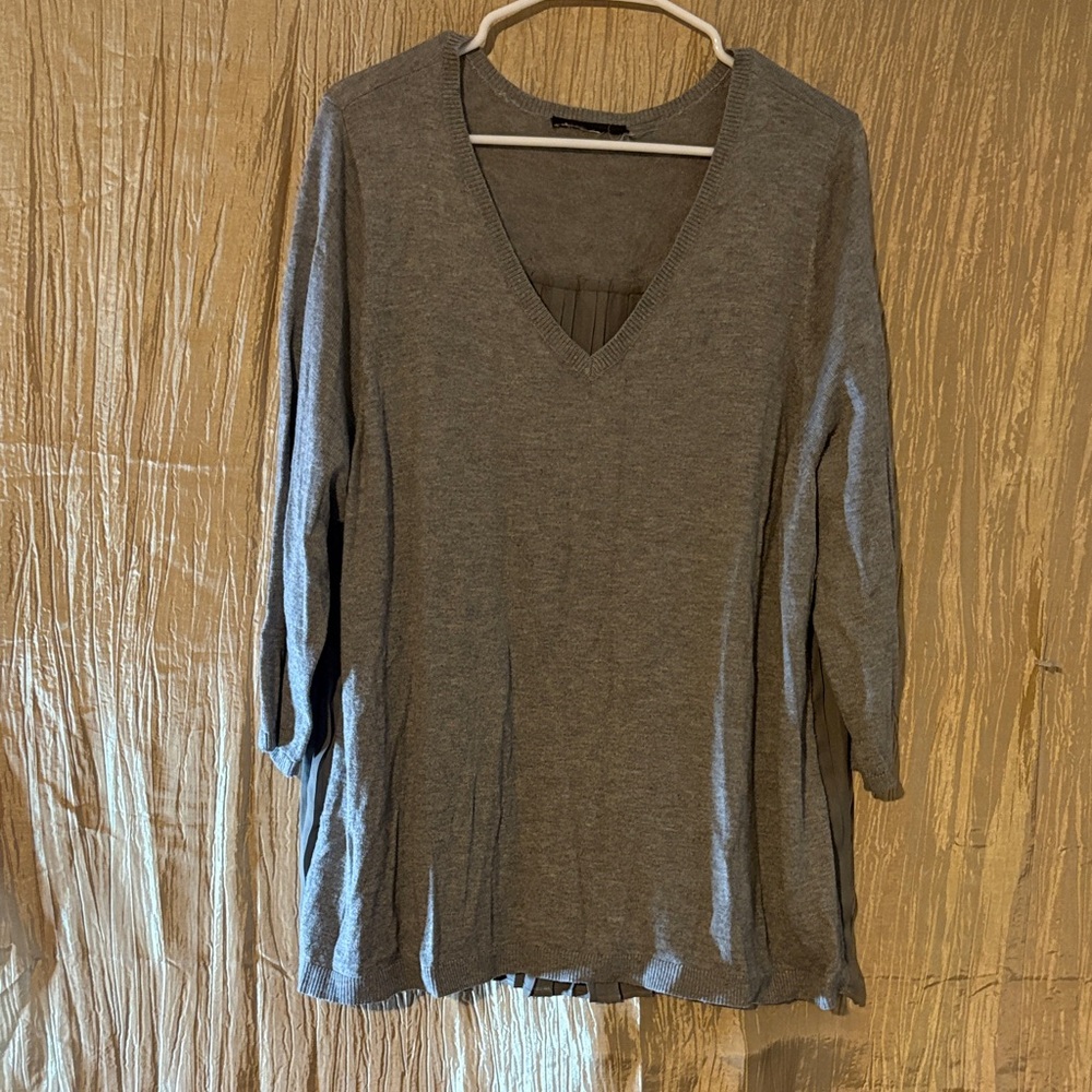 Gray V-Neck Women's Top